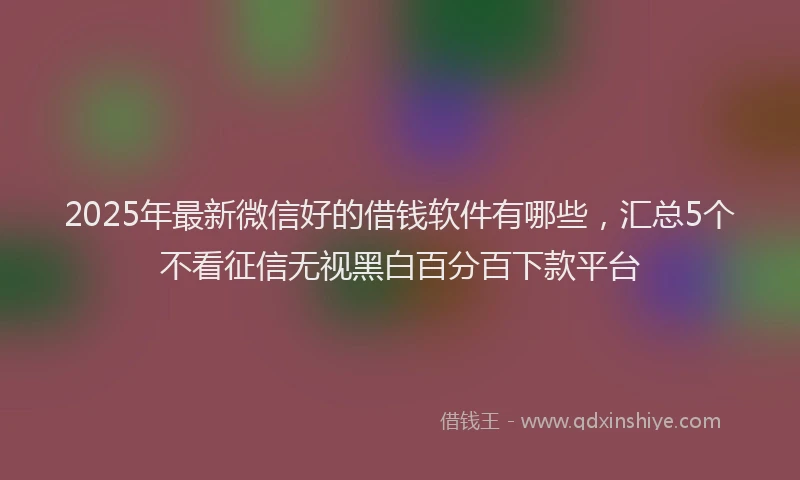 2025年最新微信好的借钱软件有哪些，汇总5个不看征信无视黑白百分百下款平台