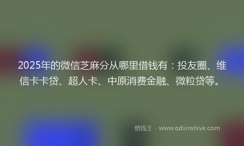 2025年的微信芝麻分从哪里借钱有：投友圈、维信卡卡贷、超人卡、中原消费金融、微粒贷等。