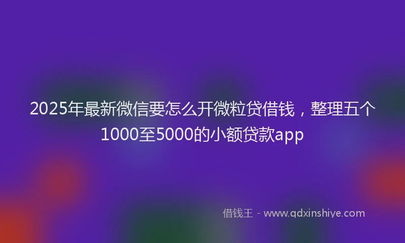 2025年最新微信要怎么开微粒贷借钱，整理五个1000至5000的小额贷款app