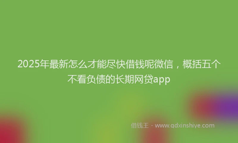 2025年最新怎么才能尽快借钱呢微信，概括五个不看负债的长期网贷app