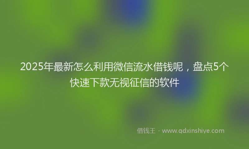 2025年最新怎么利用微信流水借钱呢，盘点5个快速下款无视征信的软件