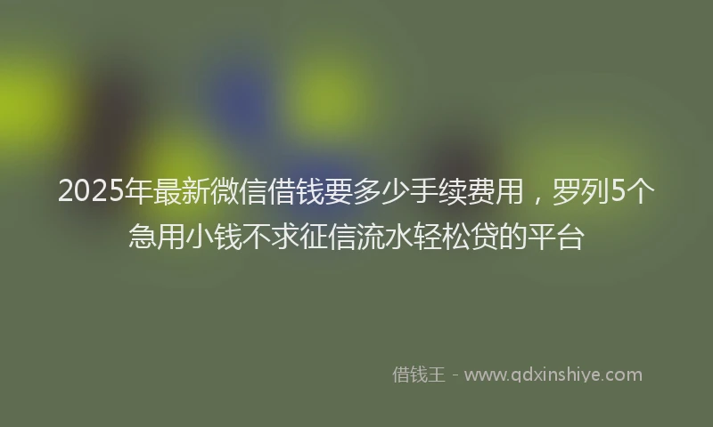 2025年最新微信借钱要多少手续费用，罗列5个急用小钱不求征信流水轻松贷的平台