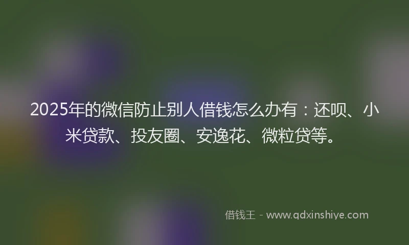 2025年的微信防止别人借钱怎么办有：还呗、小米贷款、投友圈、安逸花、微粒贷等。