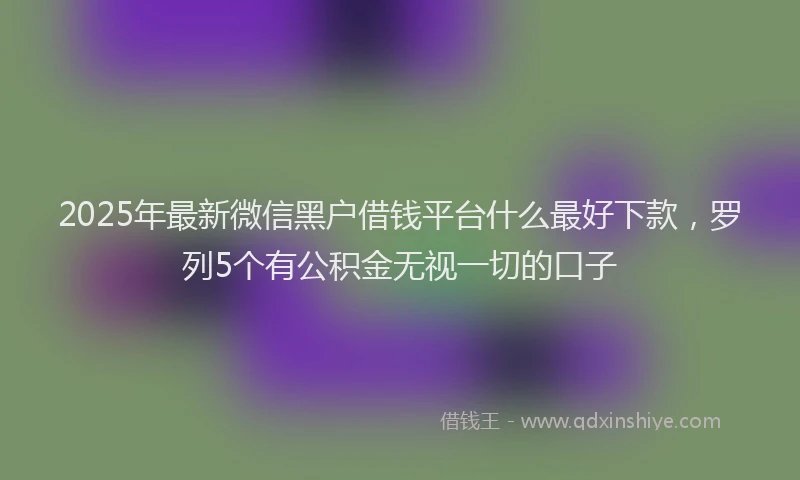 2025年最新微信黑户借钱平台什么最好下款，罗列5个有公积金无视一切的口子