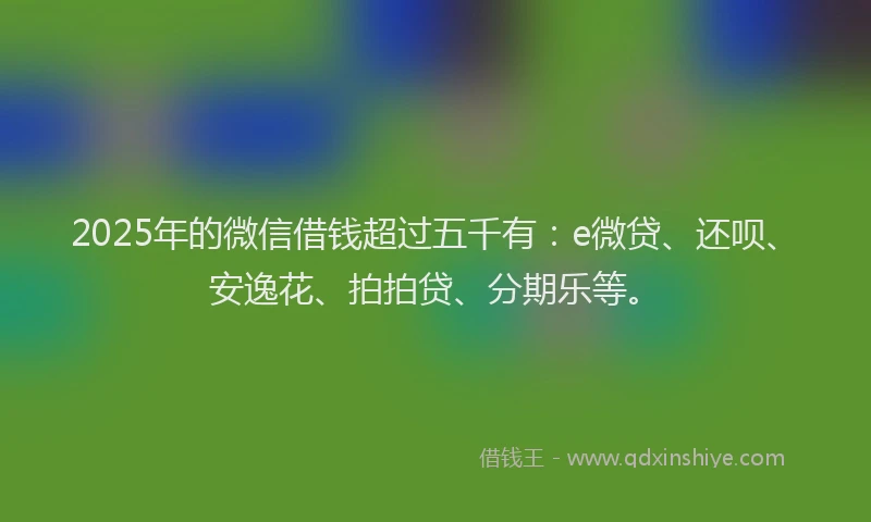 2025年的微信借钱超过五千有：e微贷、还呗、安逸花、拍拍贷、分期乐等。