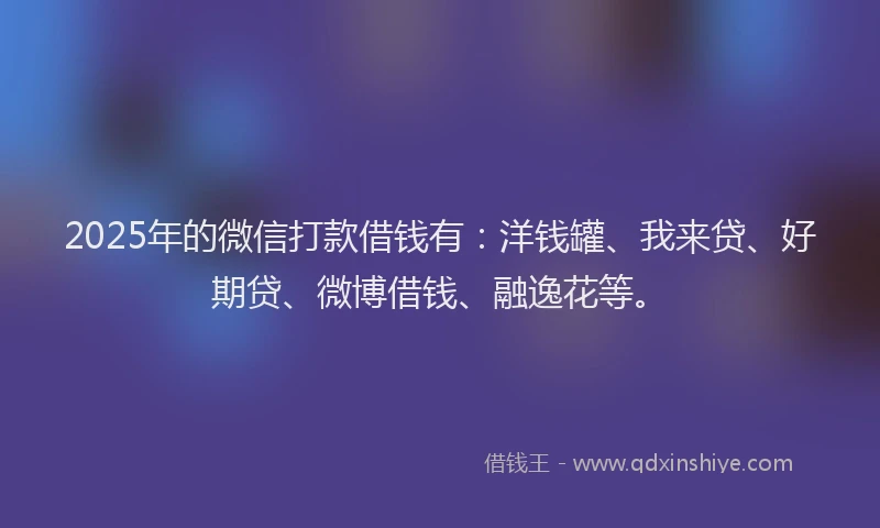 2025年的微信打款借钱有：洋钱罐、我来贷、好期贷、微博借钱、融逸花等。