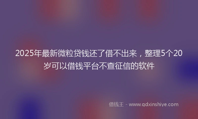 2025年最新微粒贷钱还了借不出来，整理5个20岁可以借钱平台不查征信的软件