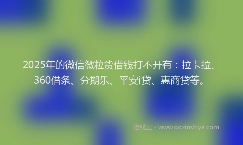 2025年的微信微粒货借钱打不开有：拉卡拉、360借条、分期乐、平安i贷、惠商贷等。