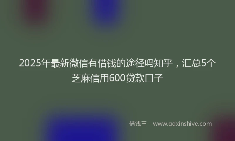 2025年最新微信有借钱的途径吗知乎，汇总5个芝麻信用600贷款口子