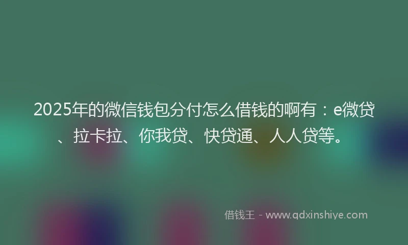 2025年的微信钱包分付怎么借钱的啊有：e微贷、拉卡拉、你我贷、快贷通、人人贷等。