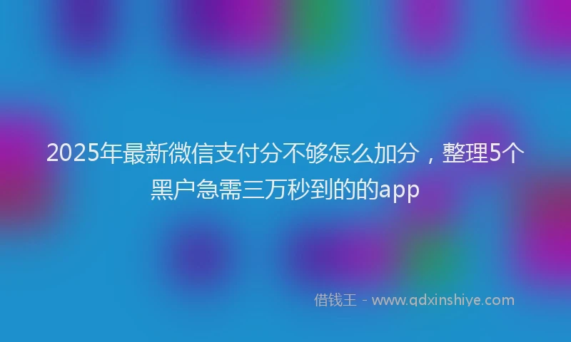 2025年最新微信支付分不够怎么加分，整理5个黑户急需三万秒到的的app