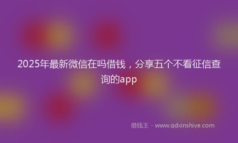 2025年最新微信在吗借钱，分享五个不看征信查询的app
