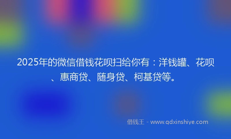2025年的微信借钱花呗扫给你有：洋钱罐、花呗、惠商贷、随身贷、柯基贷等。
