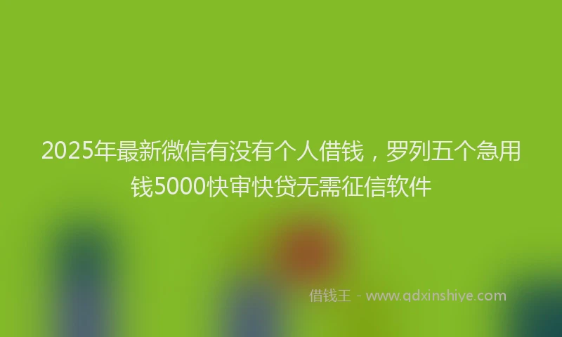 2025年最新微信有没有个人借钱，罗列五个急用钱5000快审快贷无需征信软件