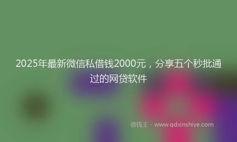 2025年最新微信私借钱2000元，分享五个秒批通过的网贷软件