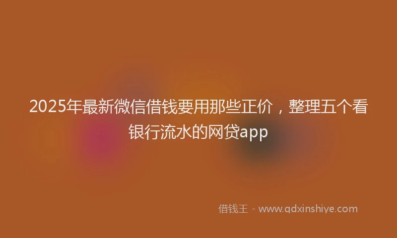 2025年最新微信借钱要用那些正价，整理五个看银行流水的网贷app