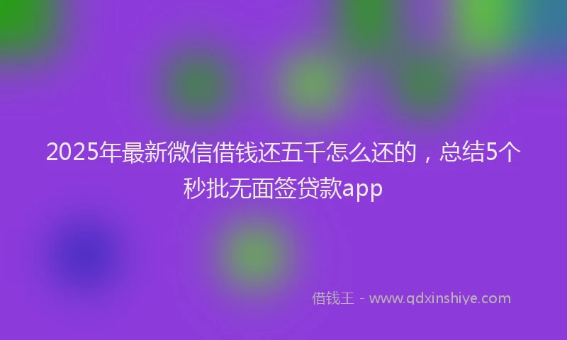2025年最新微信借钱还五千怎么还的，总结5个秒批无面签贷款app