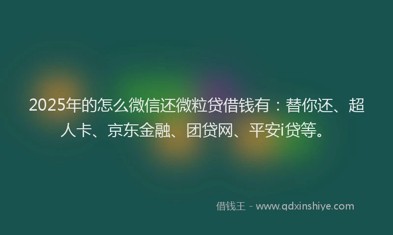 2025年的怎么微信还微粒贷借钱有：替你还、超人卡、京东金融、团贷网、平安i贷等。