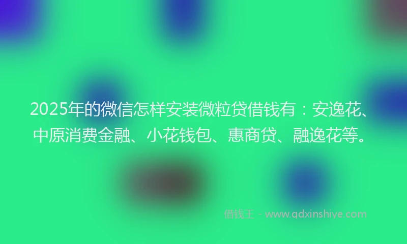 2025年的微信怎样安装微粒贷借钱有：安逸花、中原消费金融、小花钱包、惠商贷、融逸花等。