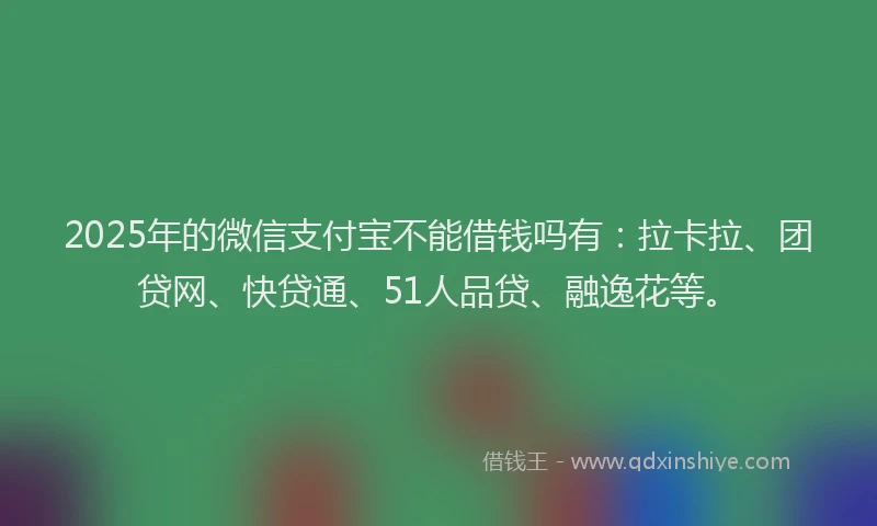 2025年的微信支付宝不能借钱吗有：拉卡拉、团贷网、快贷通、51人品贷、融逸花等。