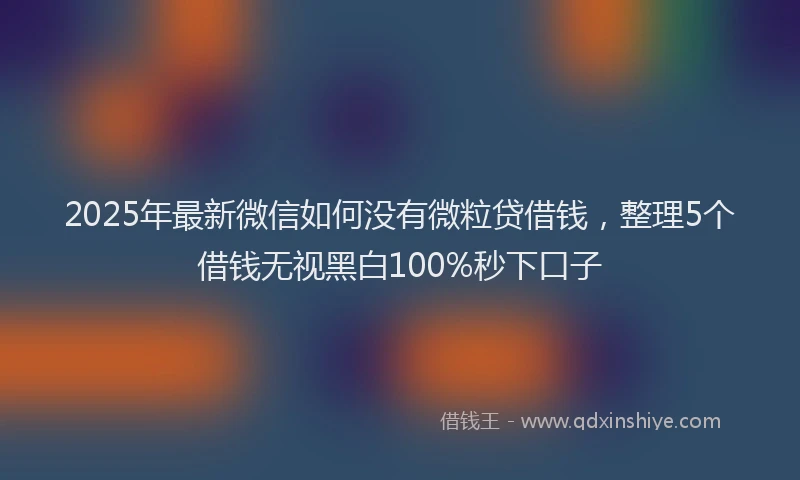 2025年最新微信如何没有微粒贷借钱，整理5个借钱无视黑白100%秒下口子