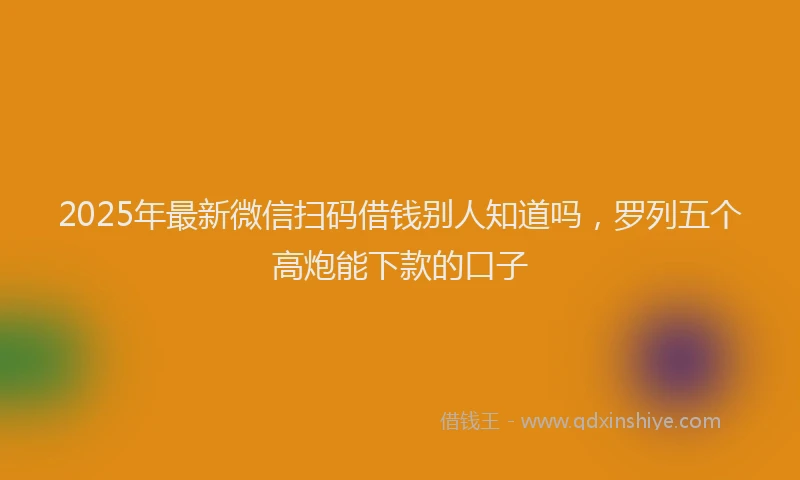2025年最新微信扫码借钱别人知道吗，罗列五个高炮能下款的口子