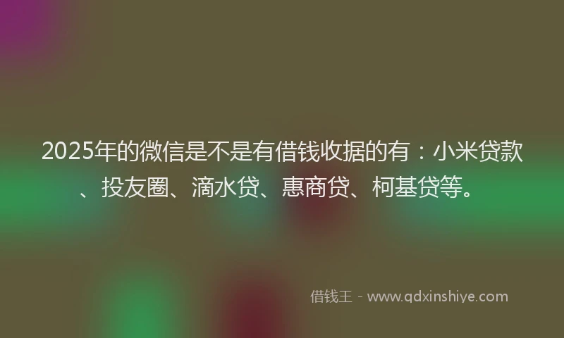 2025年的微信是不是有借钱收据的有：小米贷款、投友圈、滴水贷、惠商贷、柯基贷等。