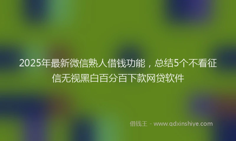 2025年最新微信熟人借钱功能，总结5个不看征信无视黑白百分百下款网贷软件