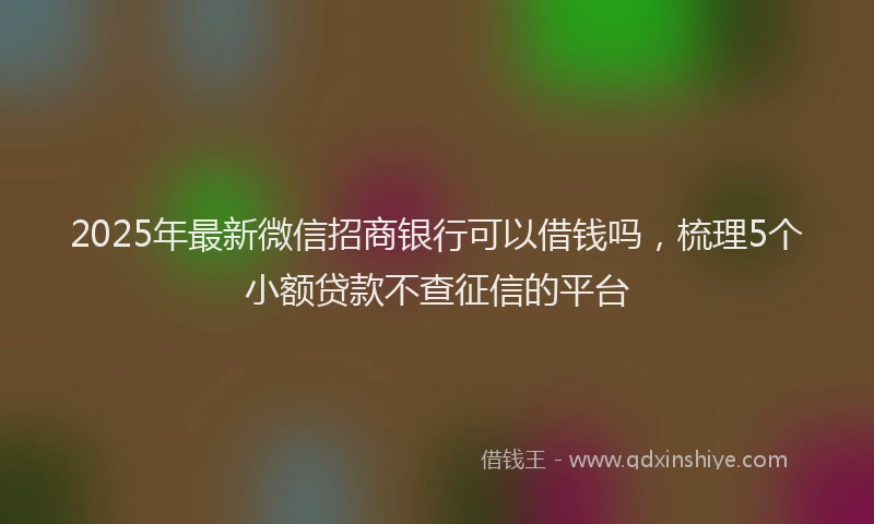2025年最新微信招商银行可以借钱吗，梳理5个小额贷款不查征信的平台