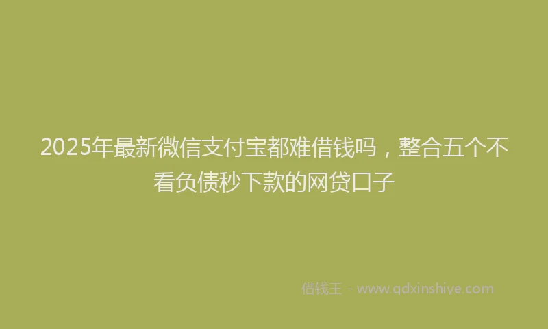 2025年最新微信支付宝都难借钱吗，整合五个不看负债秒下款的网贷口子