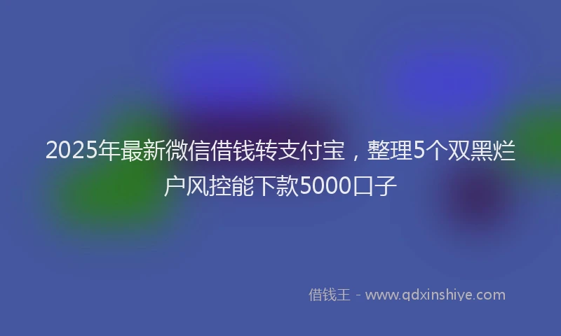 2025年最新微信借钱转支付宝，整理5个双黑烂户风控能下款5000口子
