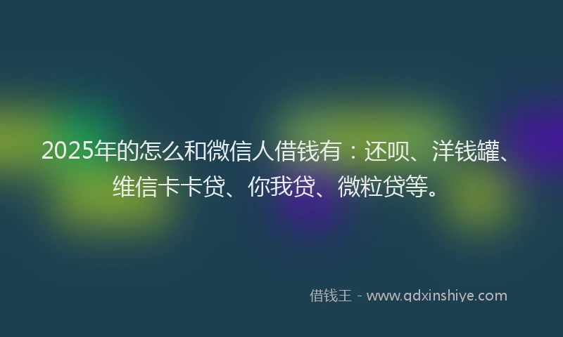 2025年的怎么和微信人借钱有：还呗、洋钱罐、维信卡卡贷、你我贷、微粒贷等。