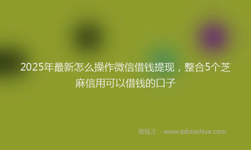 2025年最新怎么操作微信借钱提现，整合5个芝麻信用可以借钱的口子