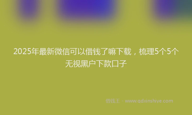 2025年最新微信可以借钱了嘛下载，梳理5个5个无视黑户下款口子