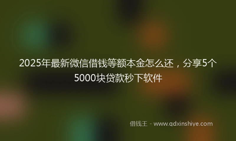 2025年最新微信借钱等额本金怎么还，分享5个5000块贷款秒下软件