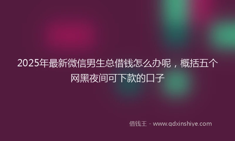 2025年最新微信男生总借钱怎么办呢，概括五个网黑夜间可下款的口子