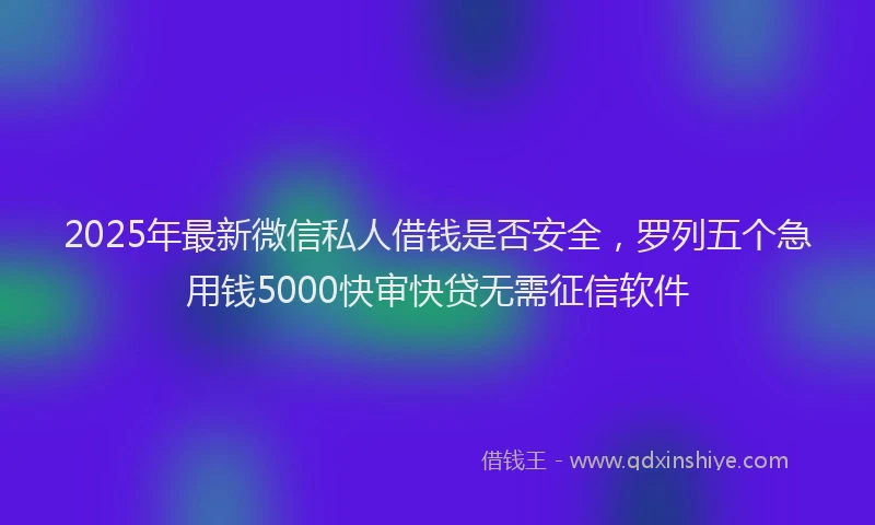 2025年最新微信私人借钱是否安全，罗列五个急用钱5000快审快贷无需征信软件