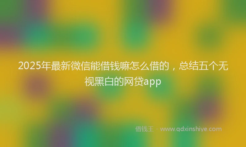 2025年最新微信能借钱嘛怎么借的，总结五个无视黑白的网贷app