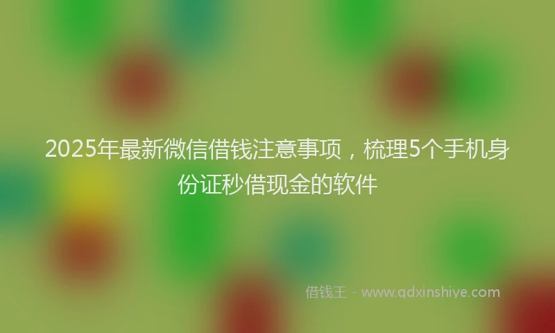 2025年最新微信借钱注意事项，梳理5个手机身份证秒借现金的软件