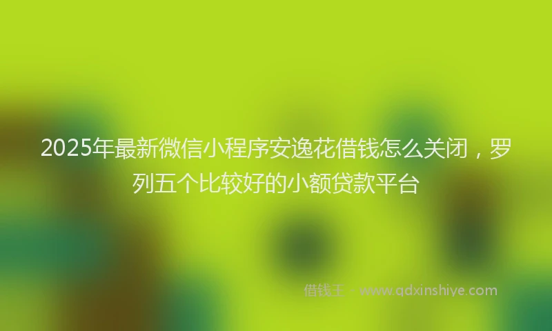 2025年最新微信小程序安逸花借钱怎么关闭，罗列五个比较好的小额贷款平台