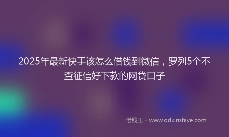 2025年最新快手该怎么借钱到微信，罗列5个不查征信好下款的网贷口子