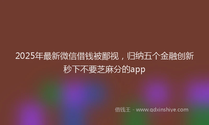 2025年最新微信借钱被鄙视，归纳五个金融创新秒下不要芝麻分的app