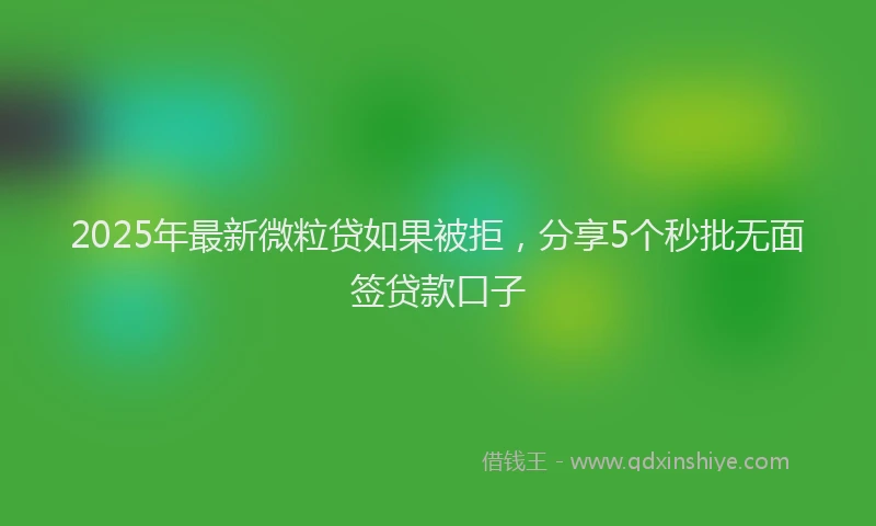 2025年最新微粒贷如果被拒，分享5个秒批无面签贷款口子