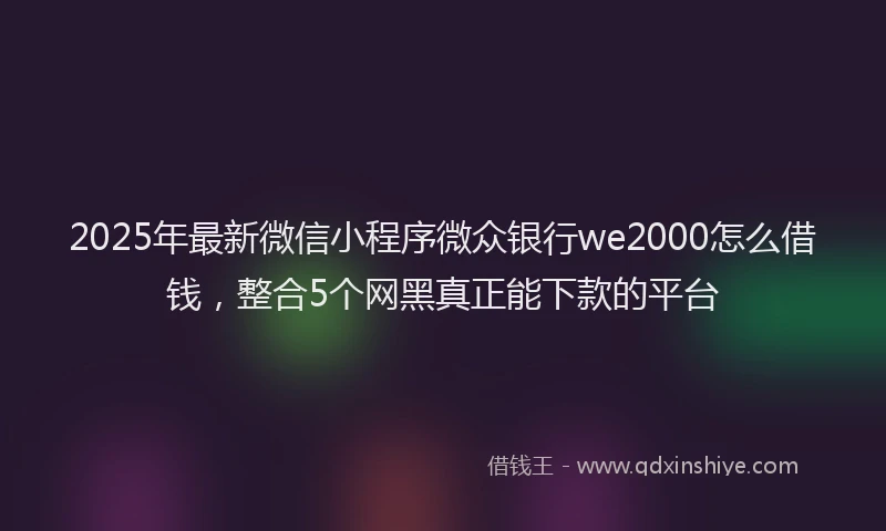 2025年最新微信小程序微众银行we2000怎么借钱，整合5个网黑真正能下款的平台