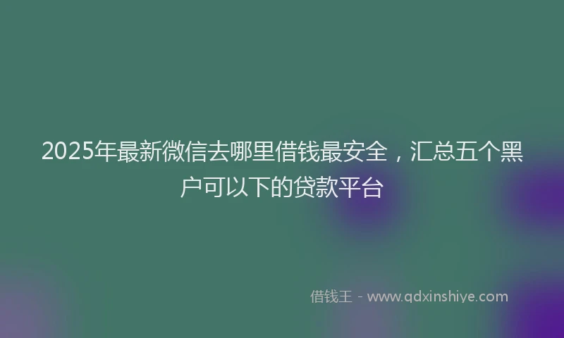 2025年最新微信去哪里借钱最安全，汇总五个黑户可以下的贷款平台