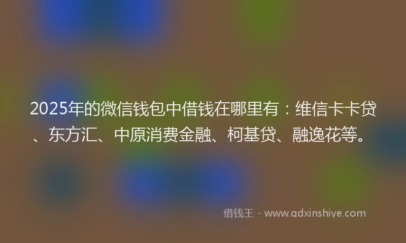 2025年的微信钱包中借钱在哪里有：维信卡卡贷、东方汇、中原消费金融、柯基贷、融逸花等。