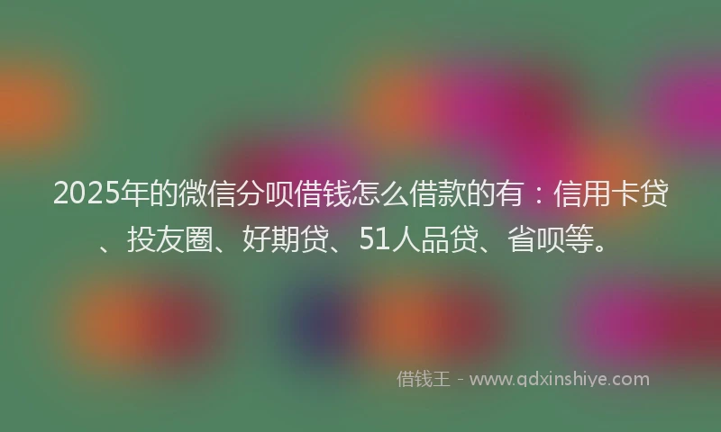 2025年的微信分呗借钱怎么借款的有：信用卡贷、投友圈、好期贷、51人品贷、省呗等。