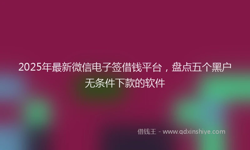 2025年最新微信电子签借钱平台，盘点五个黑户无条件下款的软件