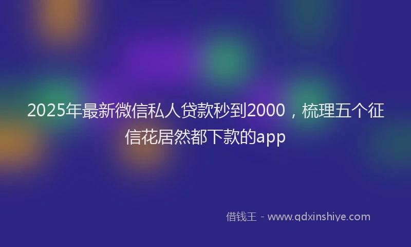 2025年最新微信私人贷款秒到2000，梳理五个征信花居然都下款的app