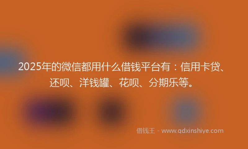 2025年的微信都用什么借钱平台有：信用卡贷、还呗、洋钱罐、花呗、分期乐等。